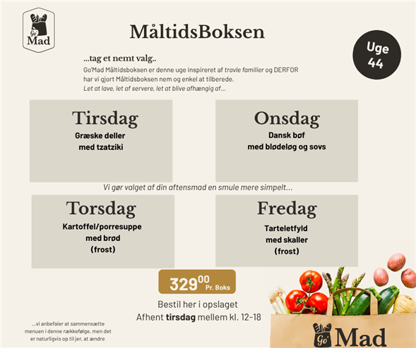 Go’Mad Måltidsboks uge 44💛
